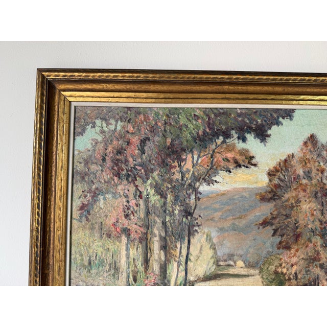 Wood Maurice Braun (1877–1941) “Autumn Glow” Impressionist Landscape Oil on Canvas Painting For Sale - Image 7 of 12