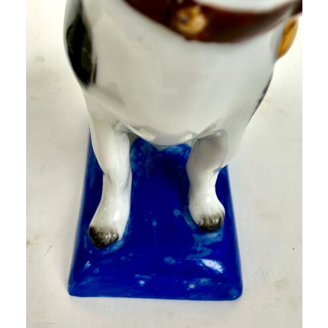 Pair of Porcelain Pug Dog Figurines on Cobalt Blue Bases, Late 19th Century For Sale - Image 16 of 18