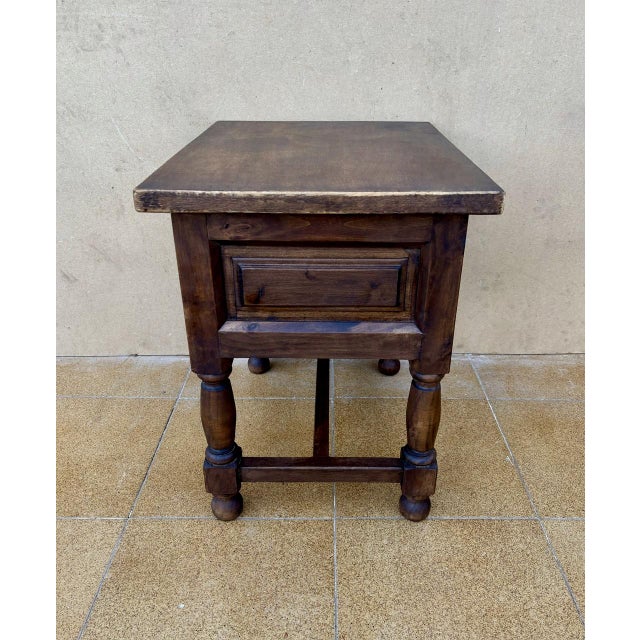 Spanish Baroque Style Walnut Side Table, 1950 For Sale - Image 9 of 11