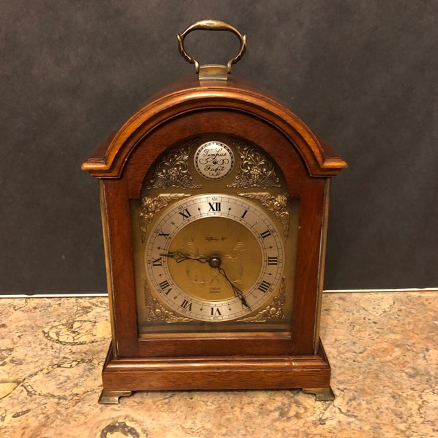 Brass Mid 20th Century Tiffany & Company Georgian Mahogany Bracket Clock For Sale - Image 8 of 8