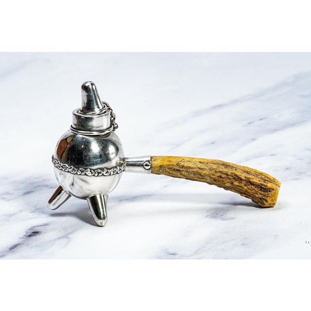 Stately Antique Cigar Lighter Antler Handle Sterling Silver Tobacciana For Sale - Image 9 of 12