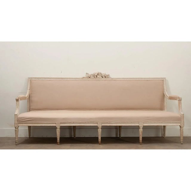 Antique White Swedish Early 19th Century Gustavian Banquette For Sale - Image 8 of 12