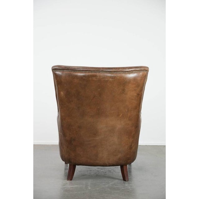 Vintage Brown Cowhide Armchair For Sale - Image 4 of 17