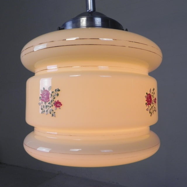 Art Deco Pendant Lamp with Marbled Glass Shade, 1930s For Sale - Image 3 of 15