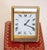 Cartier Santos 24-karat gold-plated and steel Art Deco travel quartz desk clock with alarm. Les Must de Cartier travel...
