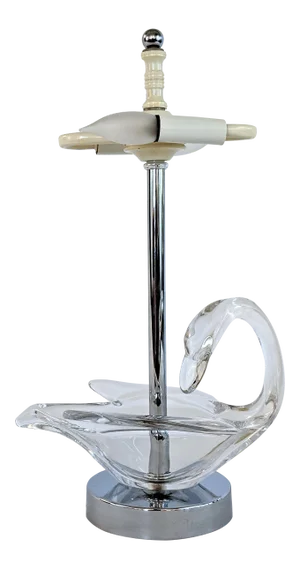 1970s Cofrac Art Verrier Swan Glass Lamp