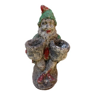 Mid-20th Century English Cast Stone Garden Gnome Double Planter For Sale