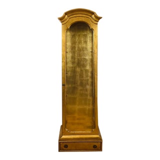Vintage Hollywood Regency Gold Leaf Glass Display Case / Cabinet For Sale