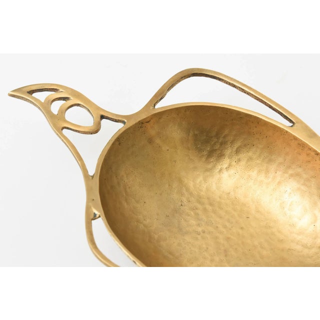 Metal Vintage Mid Century Modern Abstract Sculptural Brass Bird Bowl Hand Hammered Hand Wrought For Sale - Image 7 of 10