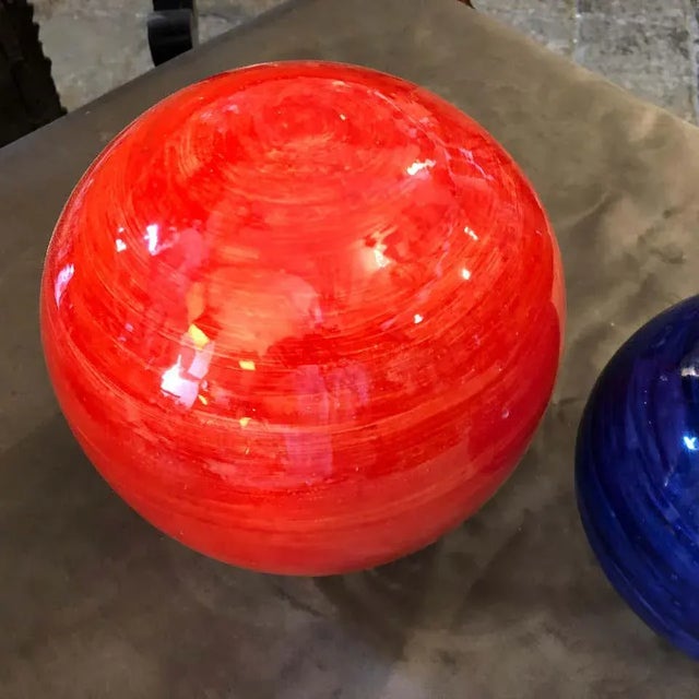 Modern 2019 Sicilian Pieces Hand Painted Terracotta Spheres - Set of 3 For Sale - Image 3 of 7