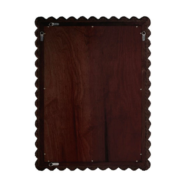 Flora 30 in. W x 40 in. H Rectangular Rattan Scalloped Edge Wall Mirror, Chocolate For Sale In Chicago - Image 6 of 7