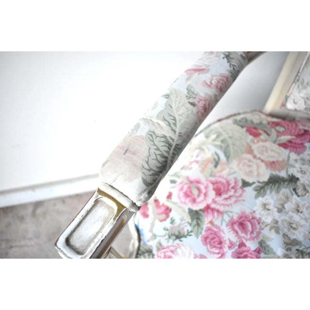 Vintage Louis XVI Floral Chintz Bergere Armchair For Sale - Image 12 of 13