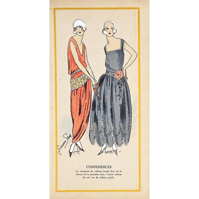 1922 Rare ARTIFACT-French Art Deco Tri-Fold Set of Couture Fashion Pochoirs For Sale - Image 4 of 6