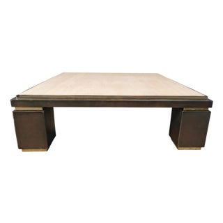 Copper and Travertine Coffee Table from Belgochrom, 1970s For Sale