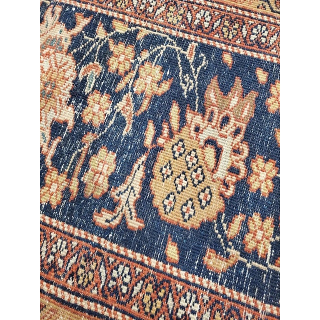 Antique Farahan Sarouk Handmade Oriental Ivory, Red & Navy Rug For Sale - Image 10 of 11