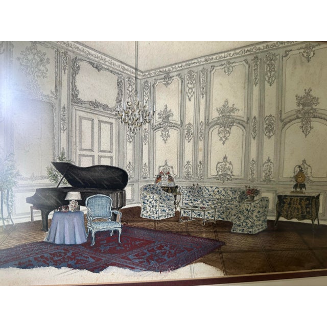 1963 Original Parsons School of Design Interior Rendering by Wm Gray Schaefer Jr. For Sale - Image 4 of 5