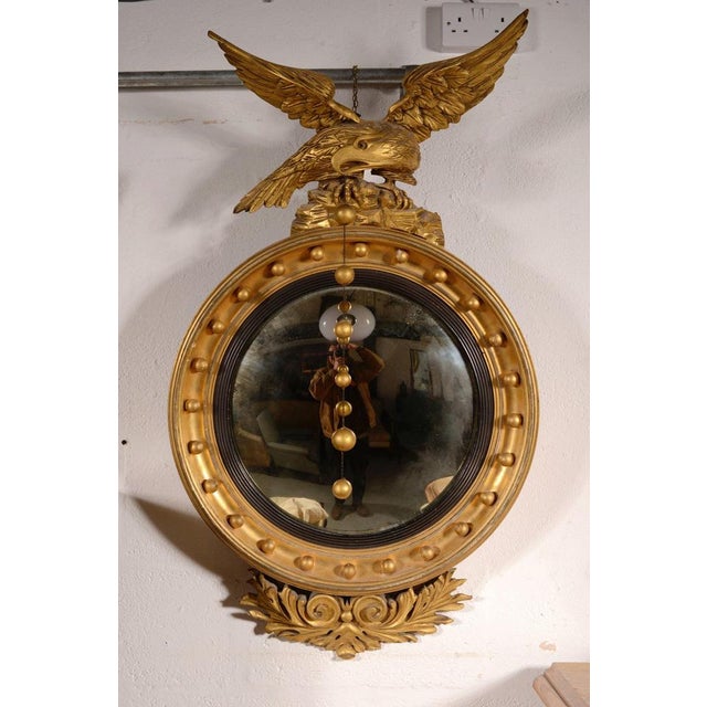 Large Antique Regency Gilt Convex Mirror, 1825 For Sale - Image 10 of 10