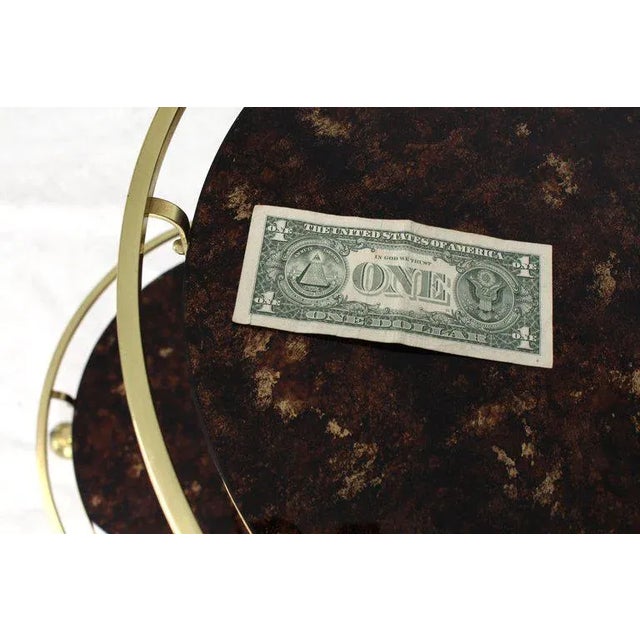 1970s 1970s Mid-Century Modern Brass Tortoise Finish Glass Bar Serving Cart For Sale - Image 5 of 8