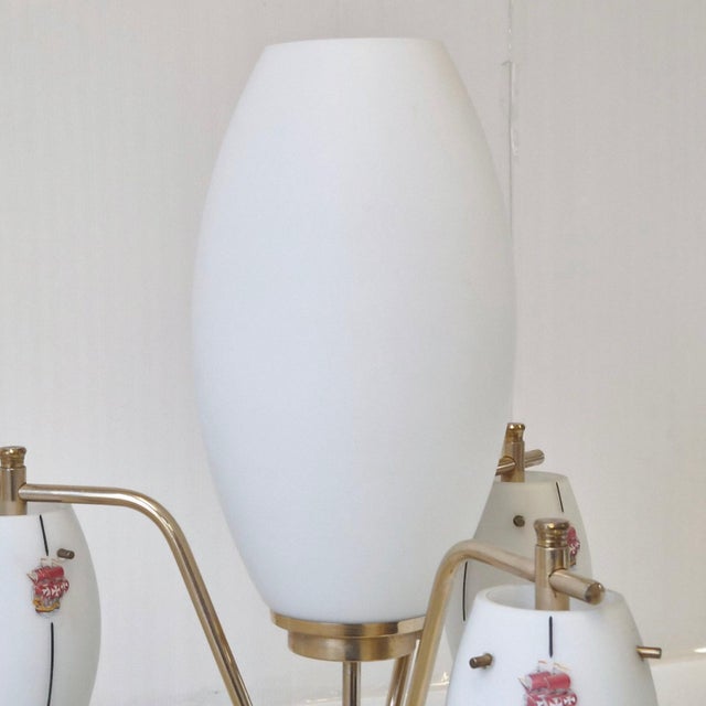 Vintage Floor Lamp in Metal and Opal Glass from Maison Arlus, 1950s For Sale - Image 6 of 15