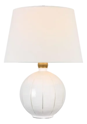 Thomas O'Brien by Visual Comfort Signature Ponteil 26" Table Lamp in Crackled Ivory with Linen Shade