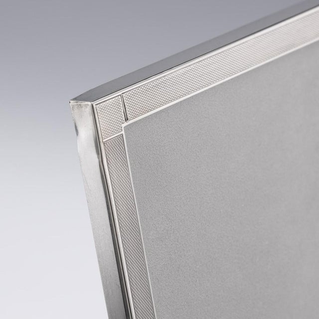 Metal Large 20th Century Art Deco Solid Silver Photo Frame, Birmingham,1950 For Sale - Image 7 of 12