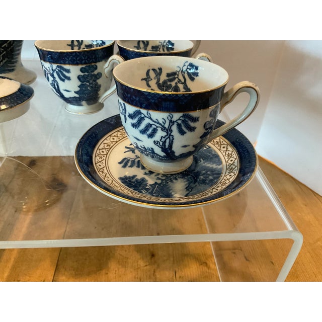 Asian Vintage Nikko Blue Willow Ironstone Tea Set- 27 Pieces For Sale - Image 3 of 8