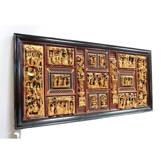 Large Asian Lacquered Wood Panel For Sale - Image 3 of 18
