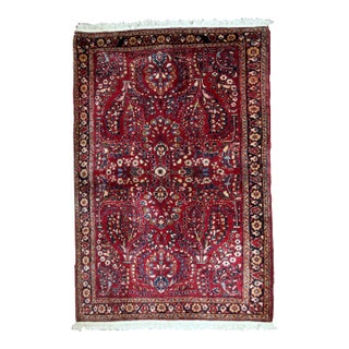 1920s, Handmade Antique Persian Sarouk Rug 3.2' X 5.3' For Sale