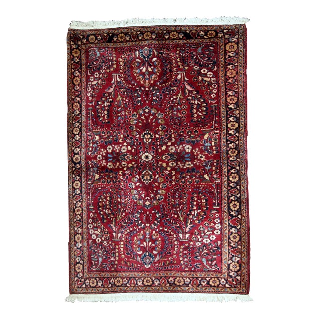 1920s, Handmade Antique Persian Sarouk Rug 3.2' X 5.3' For Sale