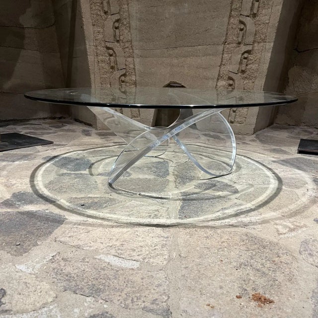 1970s 1970s Sculptural Lucite & Glass Coffee Table Propeller Style of Knut Hesterberg For Sale - Image 5 of 13