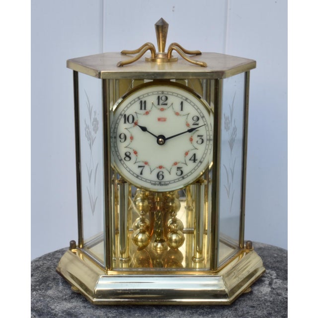 Share Welby Kieninger Obergfell Clock Vintage 400 Day Anniversary Brass Hexagon Glass For Sale - Image 10 of 17