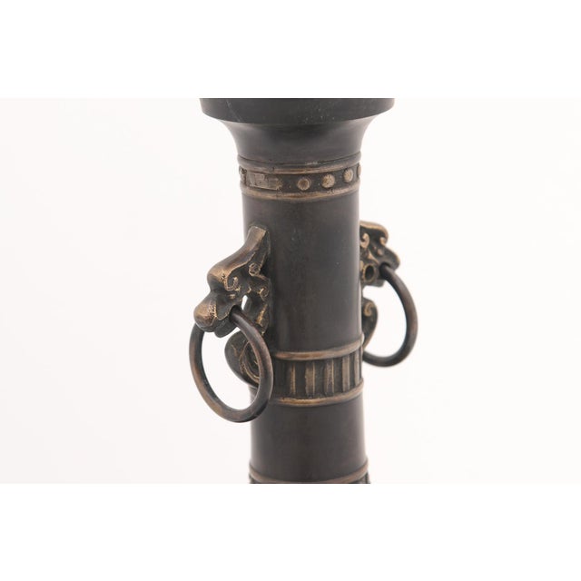Mid-Century Modern Pair of 1960s Patinated Bronze Archaistic Table Lamps by Marbro Lamp Co. For Sale - Image 3 of 13