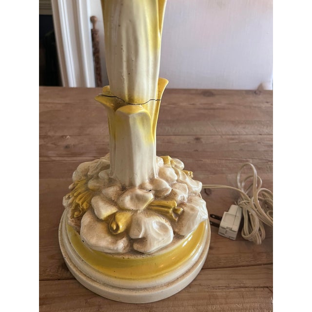 Sculpture Materials Pair of Vintage Hollywood Regency "Manner of Serge Roche" Plaster Palm Tree Table Lamps For Sale - Image 7 of 12