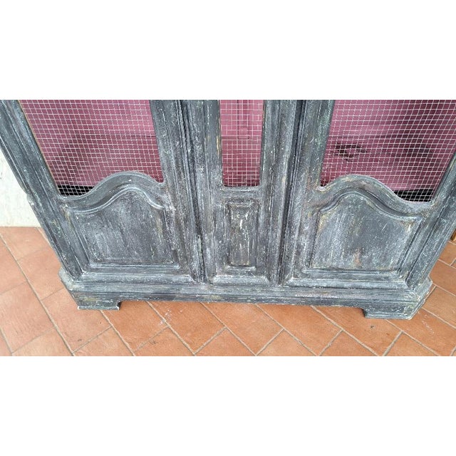 Matte Black Display Cabinet with Metal Mesh For Sale - Image 5 of 7