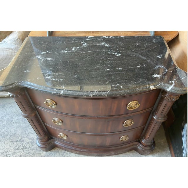 Traditional Vintage Bernhardt Grand Savannah 3-Drawer Nightstand/Chest- Excellent Marble Top For Sale - Image 3 of 8