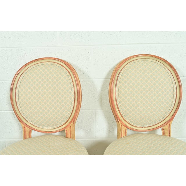 Baker Furniture French Regency Louis XVI Cream and Pink Lacquered Side Chairs or Dining Chairs, Pair For Sale In South Bend - Image 6 of 14