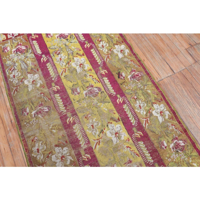 Antique Zabihi Collection Ghiordes Small Floral Runner - 3'6" x 7' For Sale - Image 9 of 10