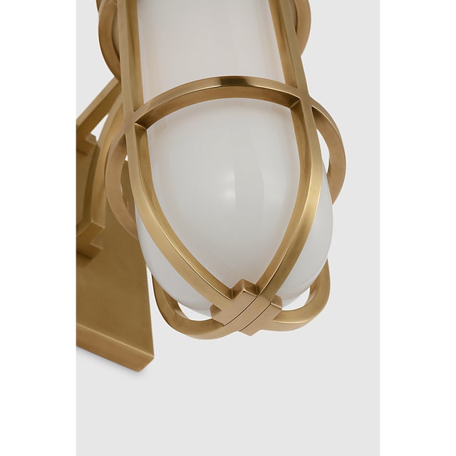 Visual Comfort Chapman & Myers for Visual Comfort Signature Gracie Tall Bracketed Sconce in Antique-Burnished Brass with White Glass For Sale - Image 4 of 10