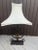 Fabulous large scale bronze with gold accents lamp with unique shad
