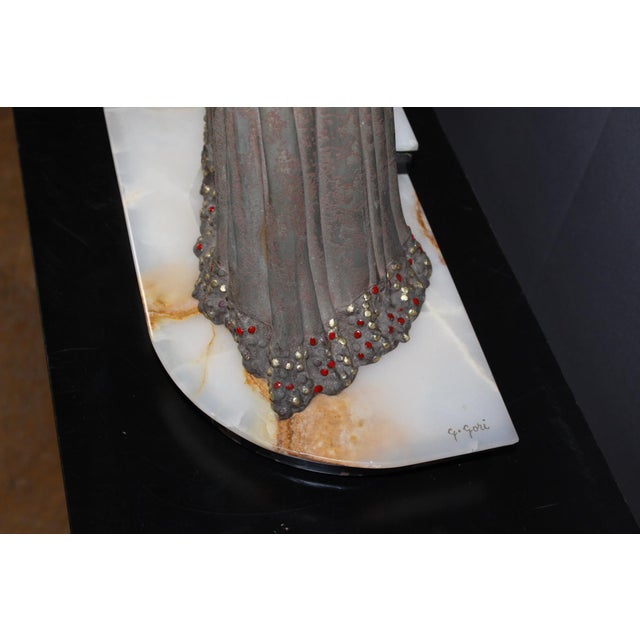 Georges Gori, Woman with Greyhounds, 1925, Faux Chryséléphantine For Sale - Image 11 of 18