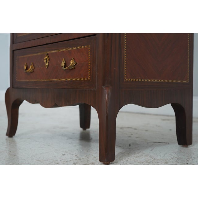Brown Vintage French Style Inlaid Marble Top Lingerie Chest For Sale - Image 8 of 15