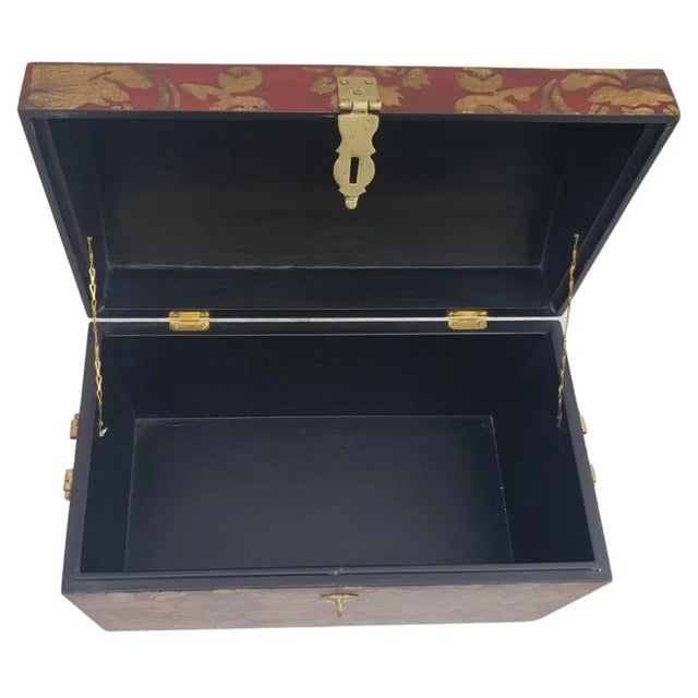 Hand-Painted Dome Top Wood and Brass Decorative Chest For Sale - Image 4 of 11