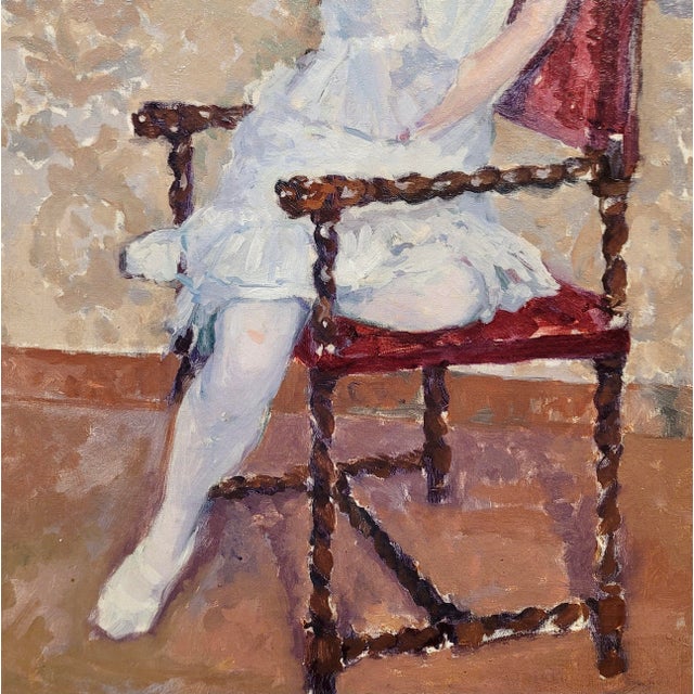 Textile Frans Smeers -Portrait of a Girl With a Black Hat - Oil Painting For Sale - Image 7 of 12