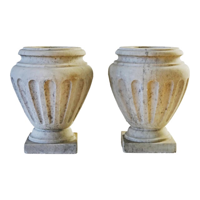 Marble Urns Italian Neo-Classical Style - A Pair For Sale