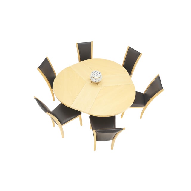 Rare Blond Maple Round Expandable Dining Table 6 Chairs Set Set Denmark - 7 Piece Set For Sale - Image 10 of 12