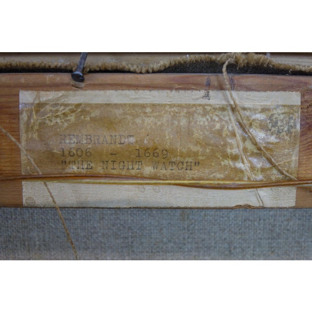 1960s "The Night Watch" by Rembrandt – Print of Original Oil Painting on Canvas – 39.5" X 33" For Sale - Image 5 of 8