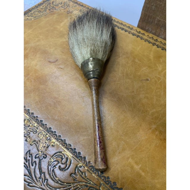 Early 19th Century Unique Antique Chinese Fan Brush With Wooden Handle, Brass Ferrule and Natural Tipped Bristles For Sale - Image 4 of 6