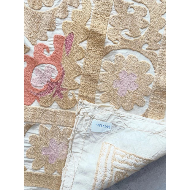Textile Neutral Tan Suzani Tablecloth For Sale - Image 7 of 7