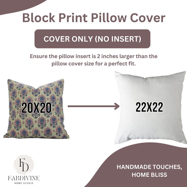 Not Yet Made - Made To Order Fabdivine Block Print Pillow Cover Kusum Linen Blend- 12x20 For Sale - Image 5 of 5