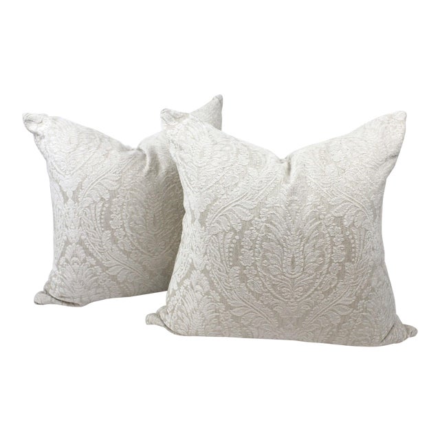 Custom Maxwell Telafina White Linen Damask Throw Pillows A Pair